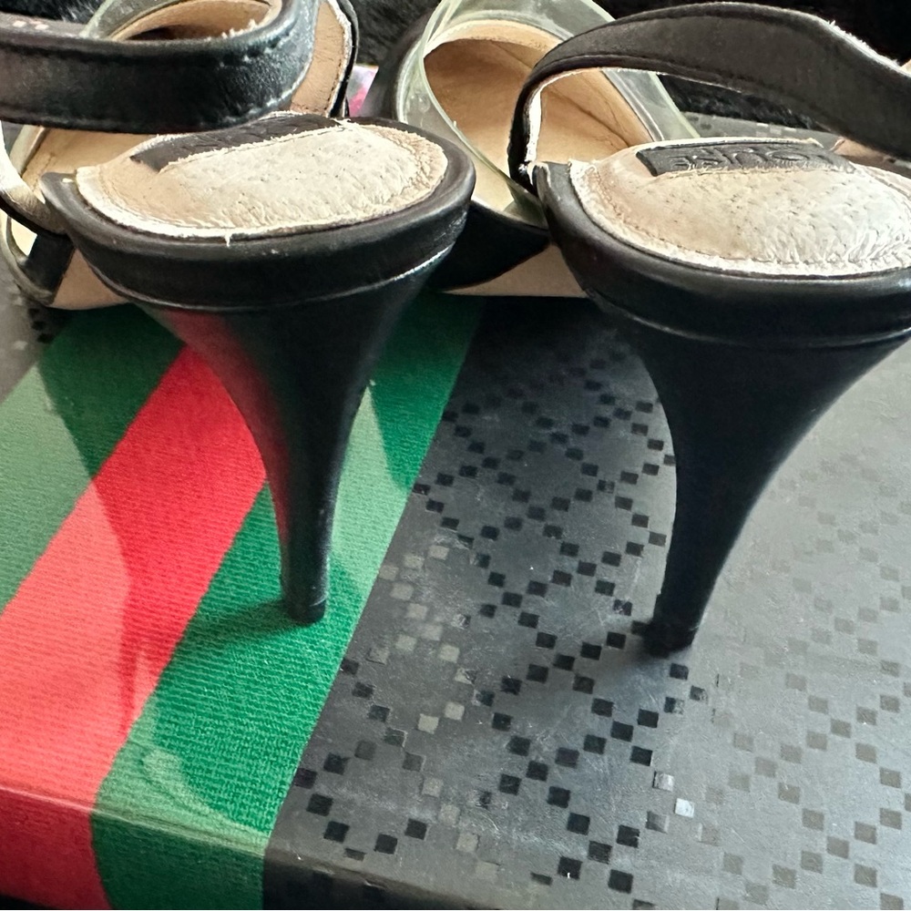 ✨SALE Louise ET CIE Kareens Slingback Stiletto Black Transparent Trim - Picture 6 of 7